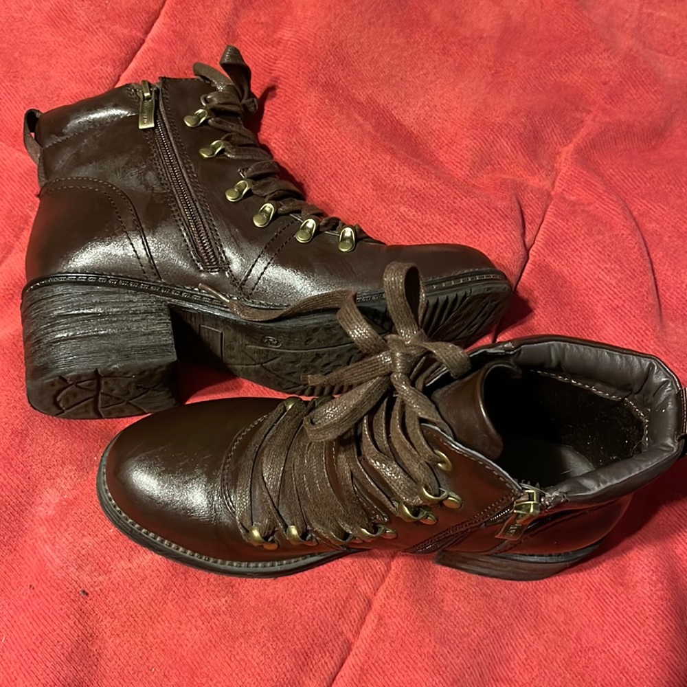 Wanted brand brown lace up above ankle boots. Like new.